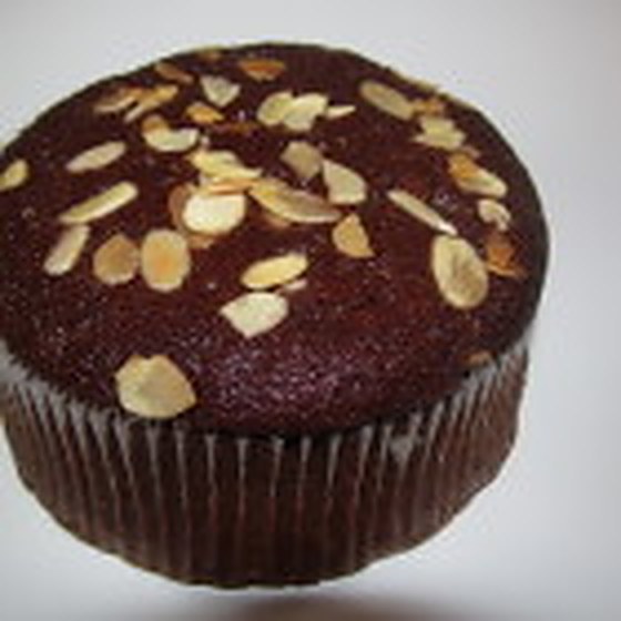 Ginger cake with browned flaked almonds