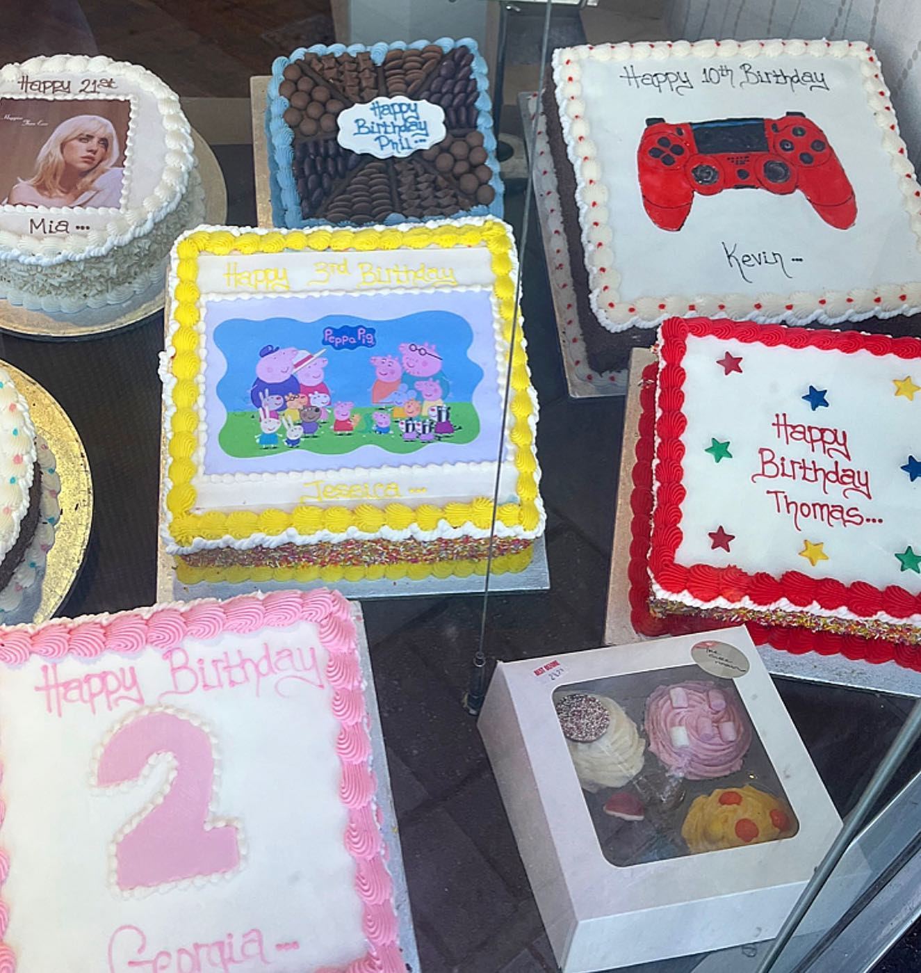 Cakes in The Cake Room shop window