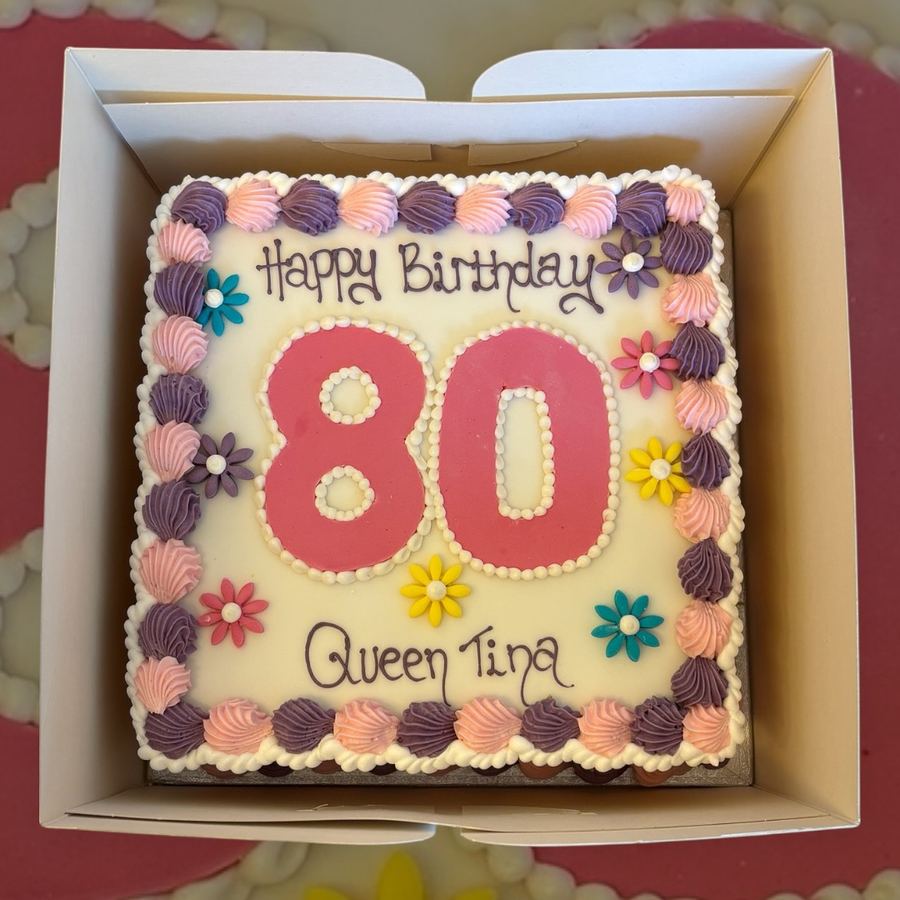 Pink number 80 birthday cake