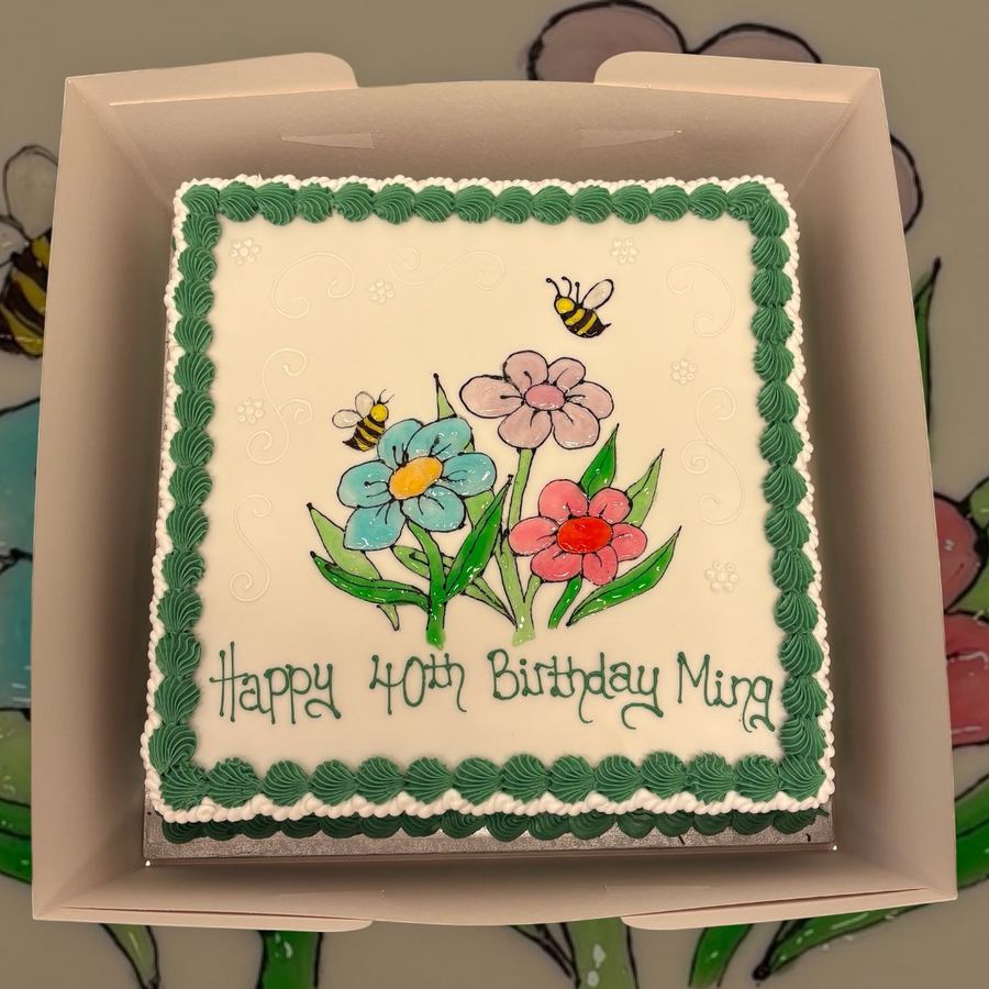Flower design 40th birthday cake