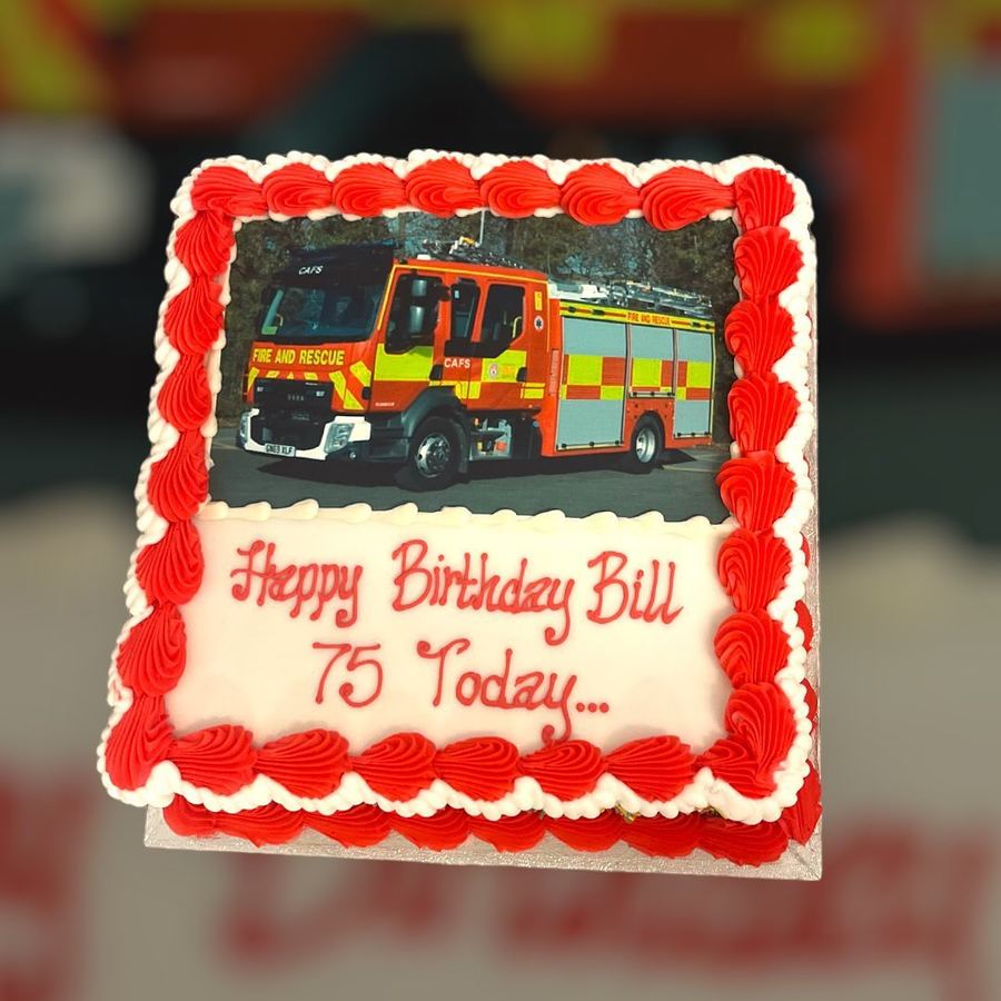 Fire engine 75th birthday cake