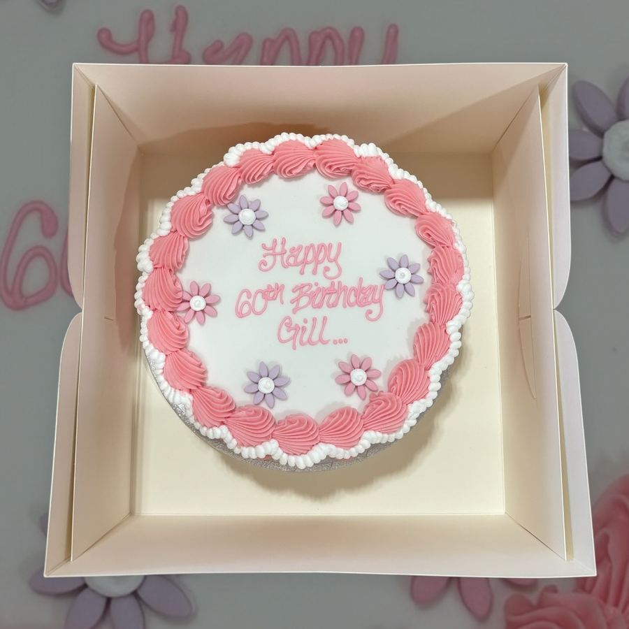 Round pink 80th birthday cake