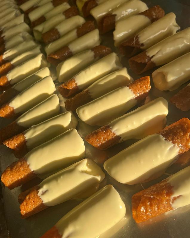 Brandy Snap — White Chocolate Dipped