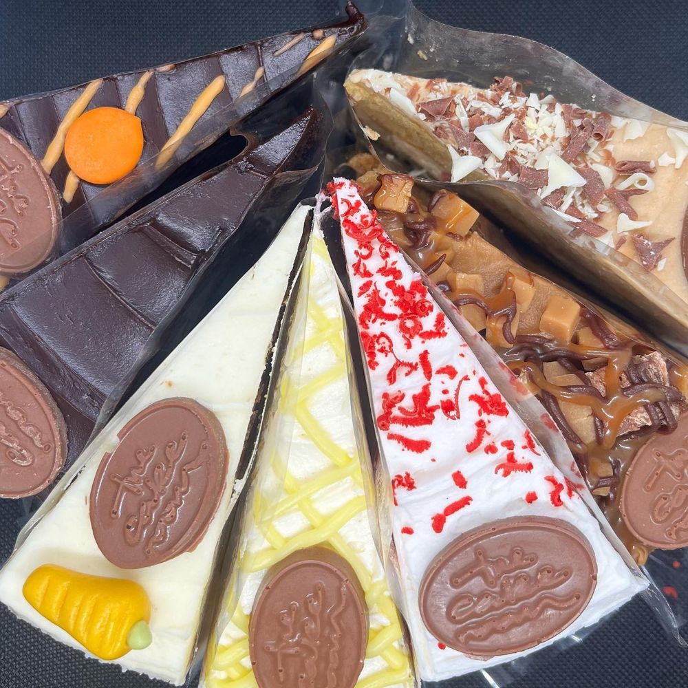 A selection of chiller cake slices in different flavours