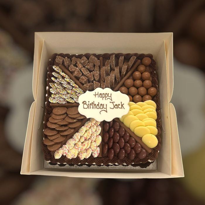 Sectioned sweets cake, chocolate