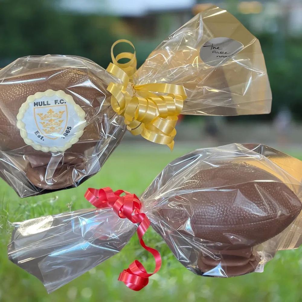 Hull FC chocolate rugby ball and football