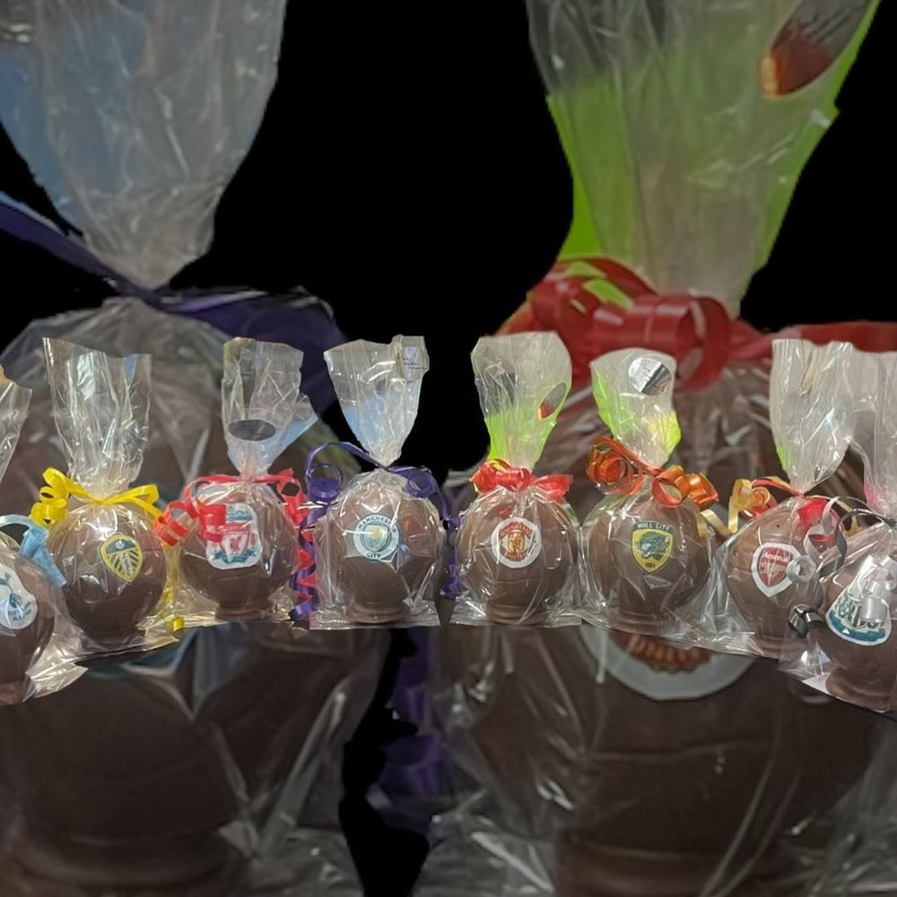 Chocolate football and rugby ball shapes