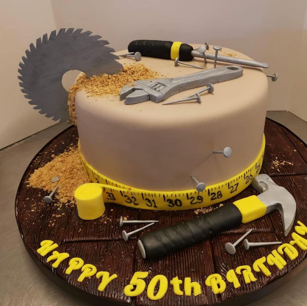 Tool themed 50th birthday cake