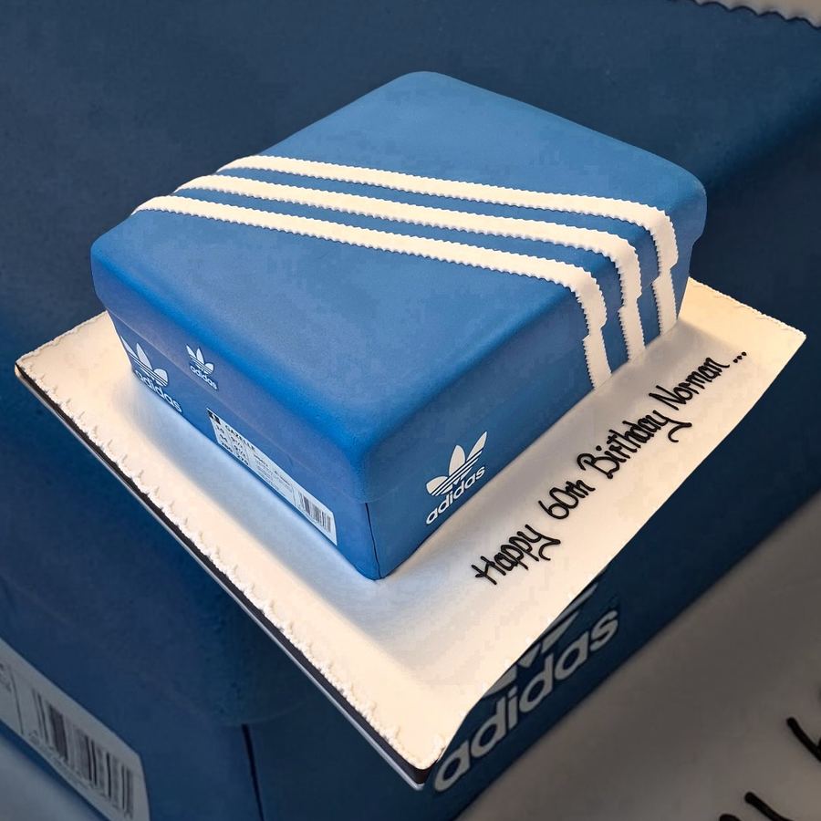 Trainer box 60th birthday cake
