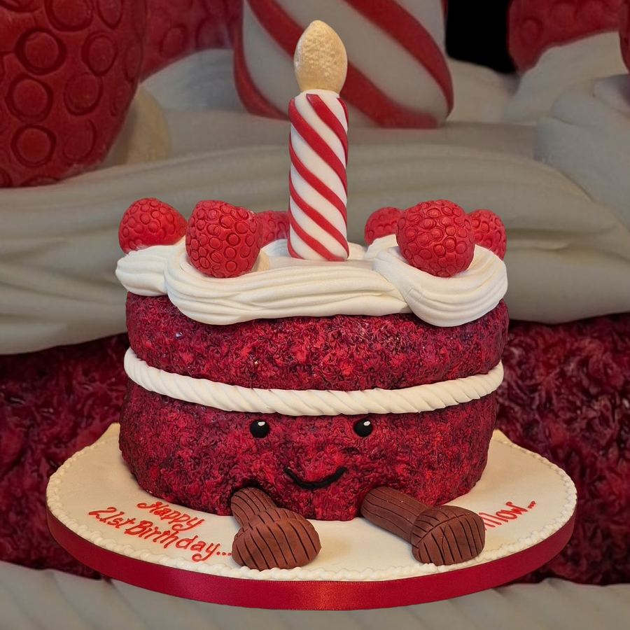 Red velvet character 21st birthday cake