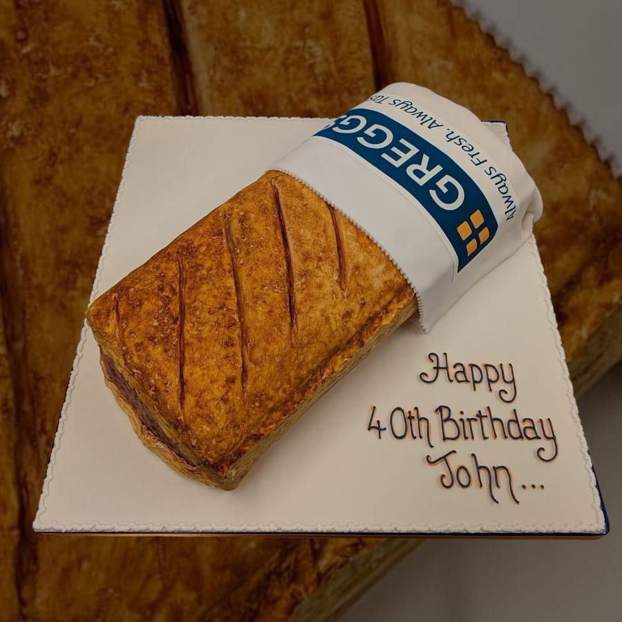 Sausage roll 40th birthday cake
