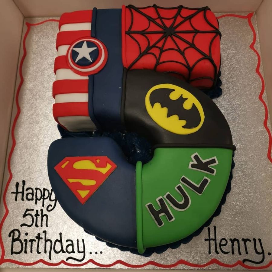 Superhero number 5 birthday cake