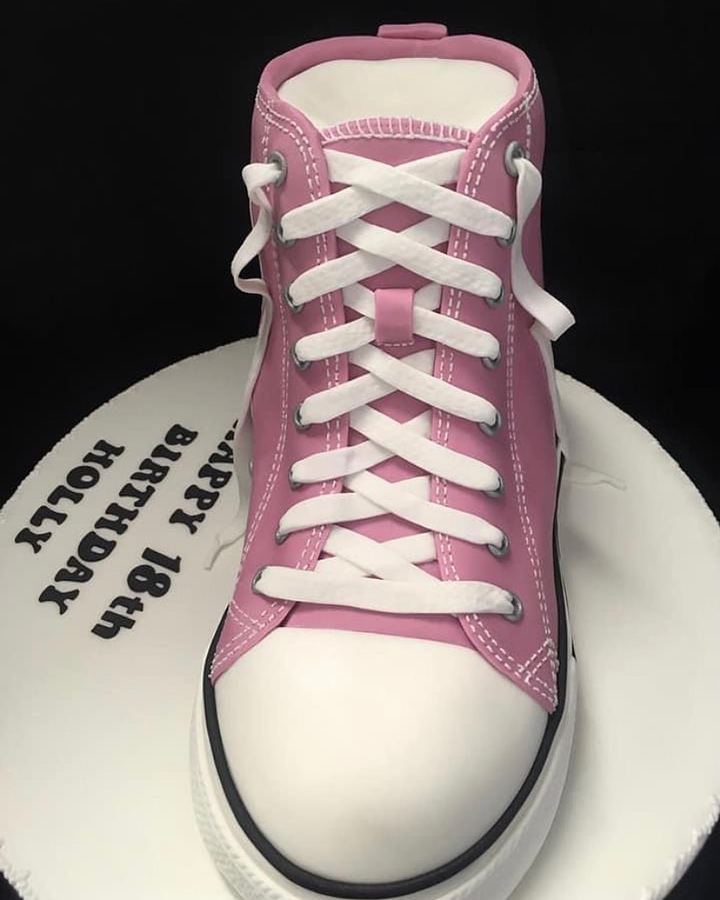 Pink trainer 18th birthday cake