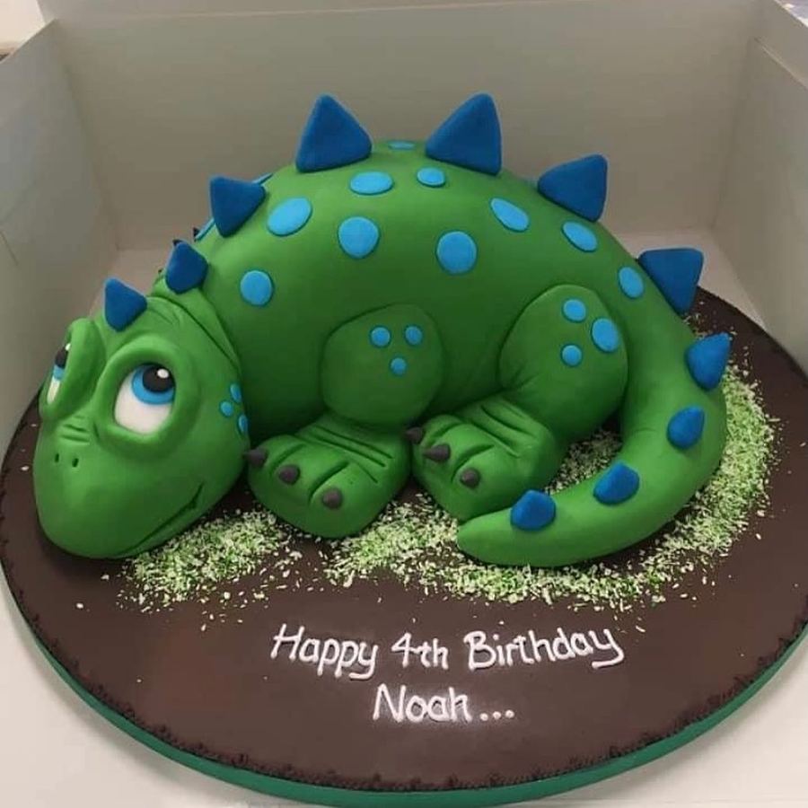 Dinosaur 4th birthday cake