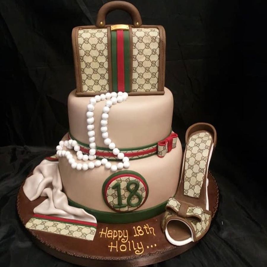 Designer handbag and shoe 18th birthday cake