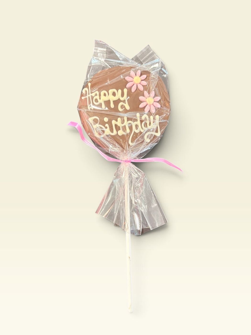 Pink sugar paste flower chocolate lollies