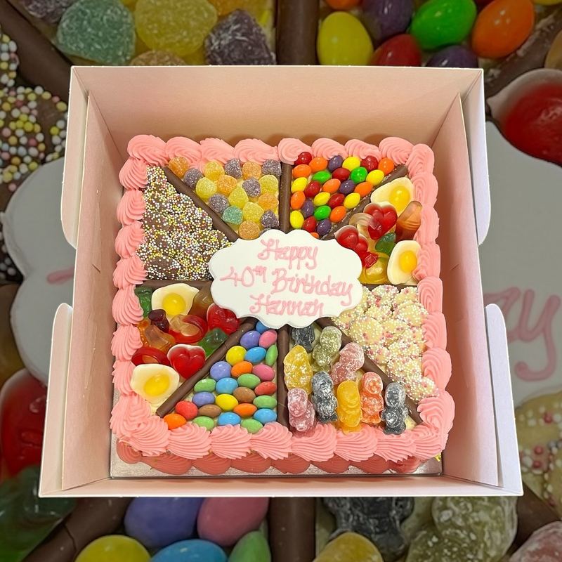 Sectioned sweets cake, Haribo and sweets
